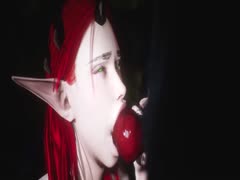 Red-haired horny fairy satisfying her sexual needs by fucking a dog